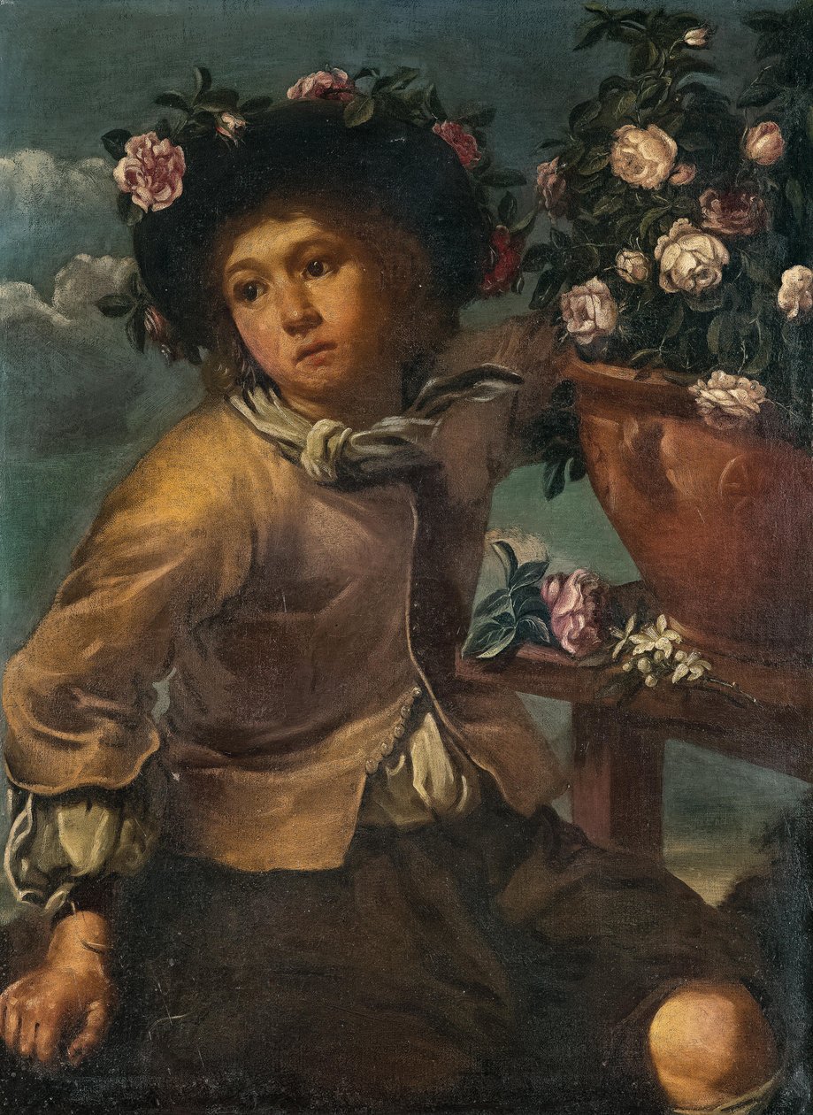 Ragazzo con rose in un vaso da Bernhard Keil