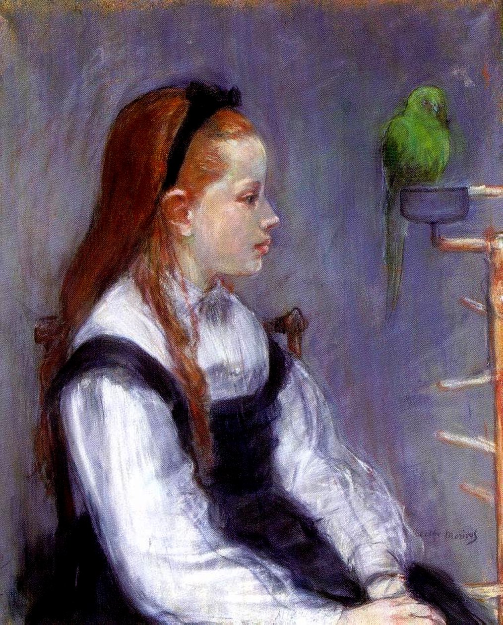 Giovane ragazza con un pappagallo, c.1873 da Berthe Morisot