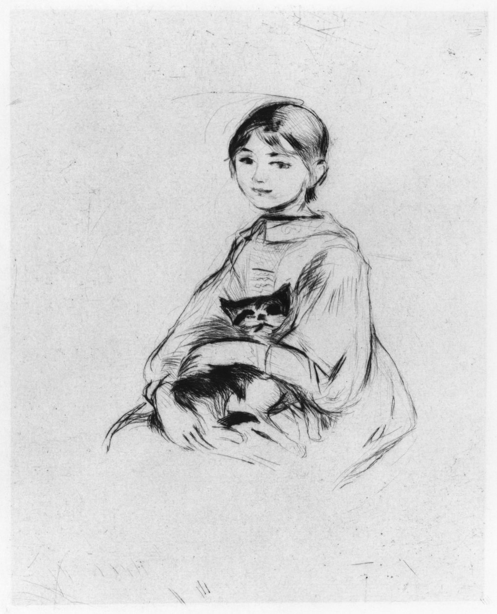 Giovane ragazza con gatto, 1889 da Berthe Morisot