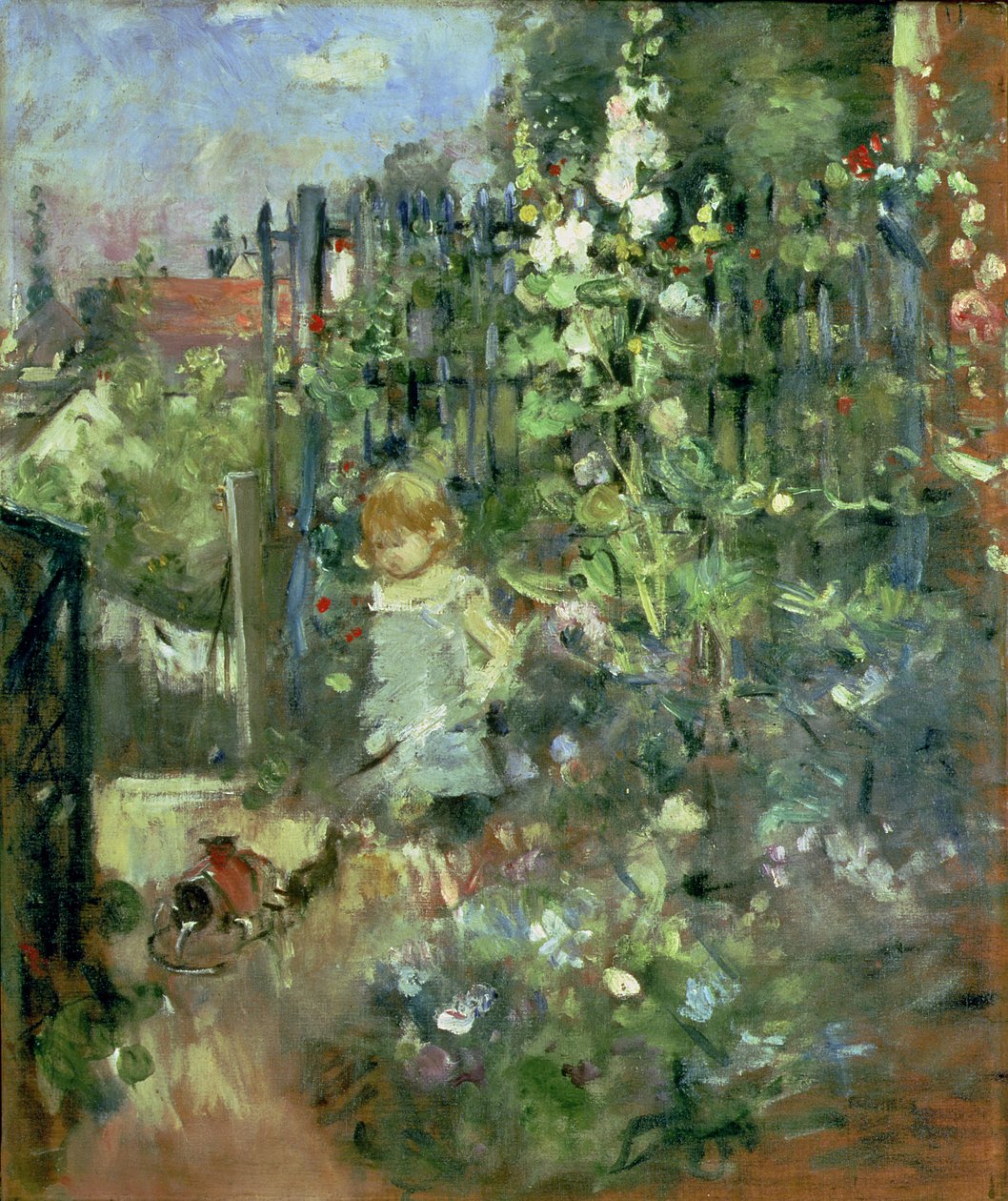 Bambino tra i fiori di malvarosa, 1881 da Berthe Morisot
