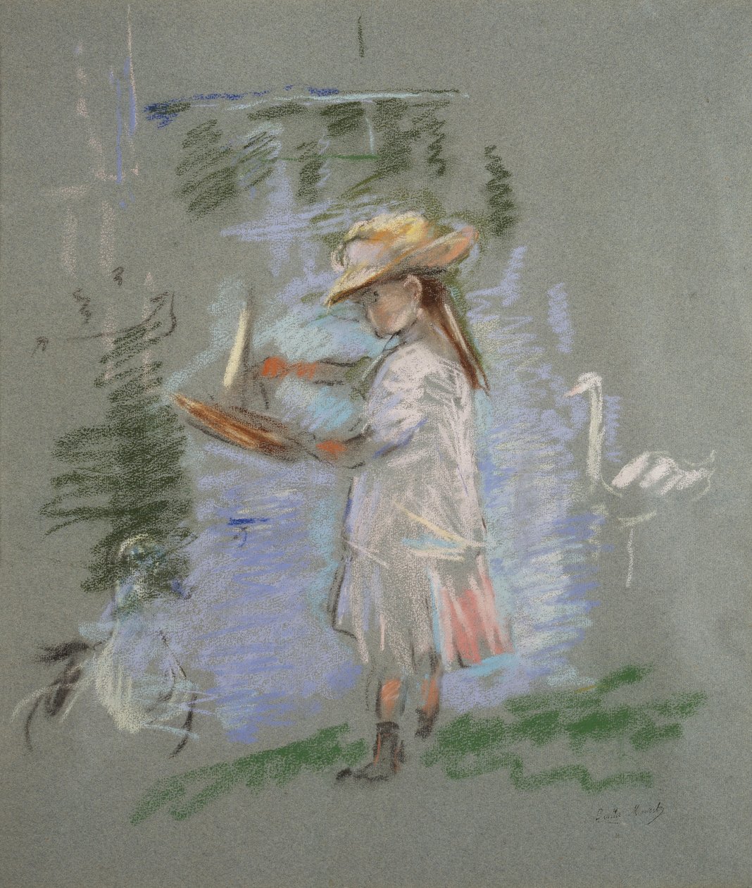 Julie in rosa vicino al lago da Berthe Morisot