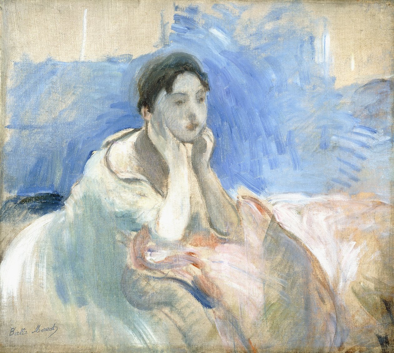 Giovane ragazza appoggiata da Berthe Morisot