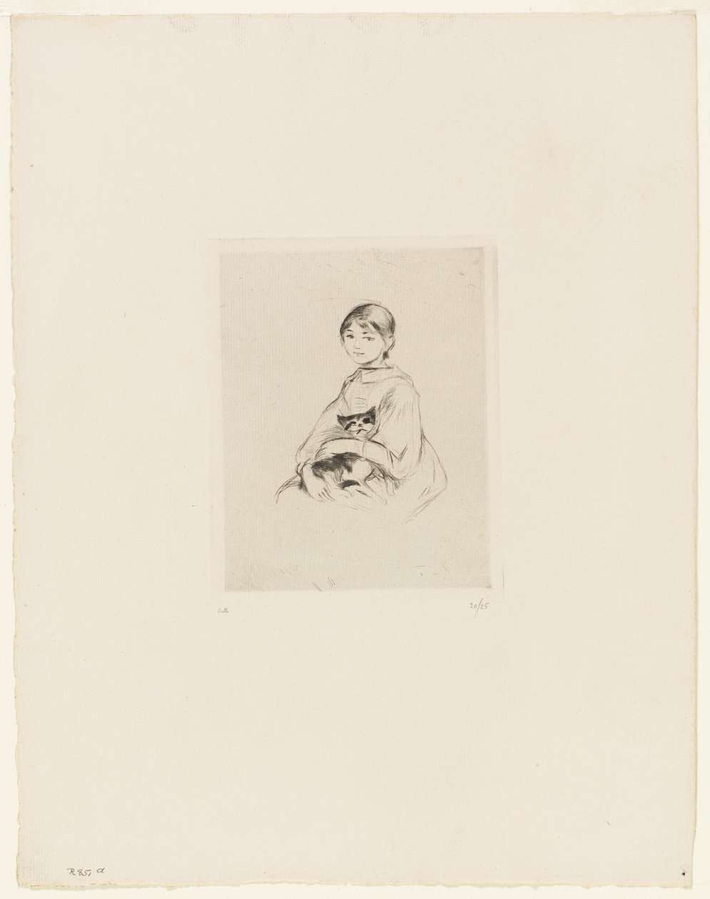 Giovane ragazza con gatto da Berthe Morisot
