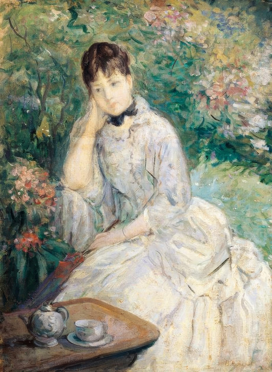 Giovane donna seduta su un divano da Berthe Morisot