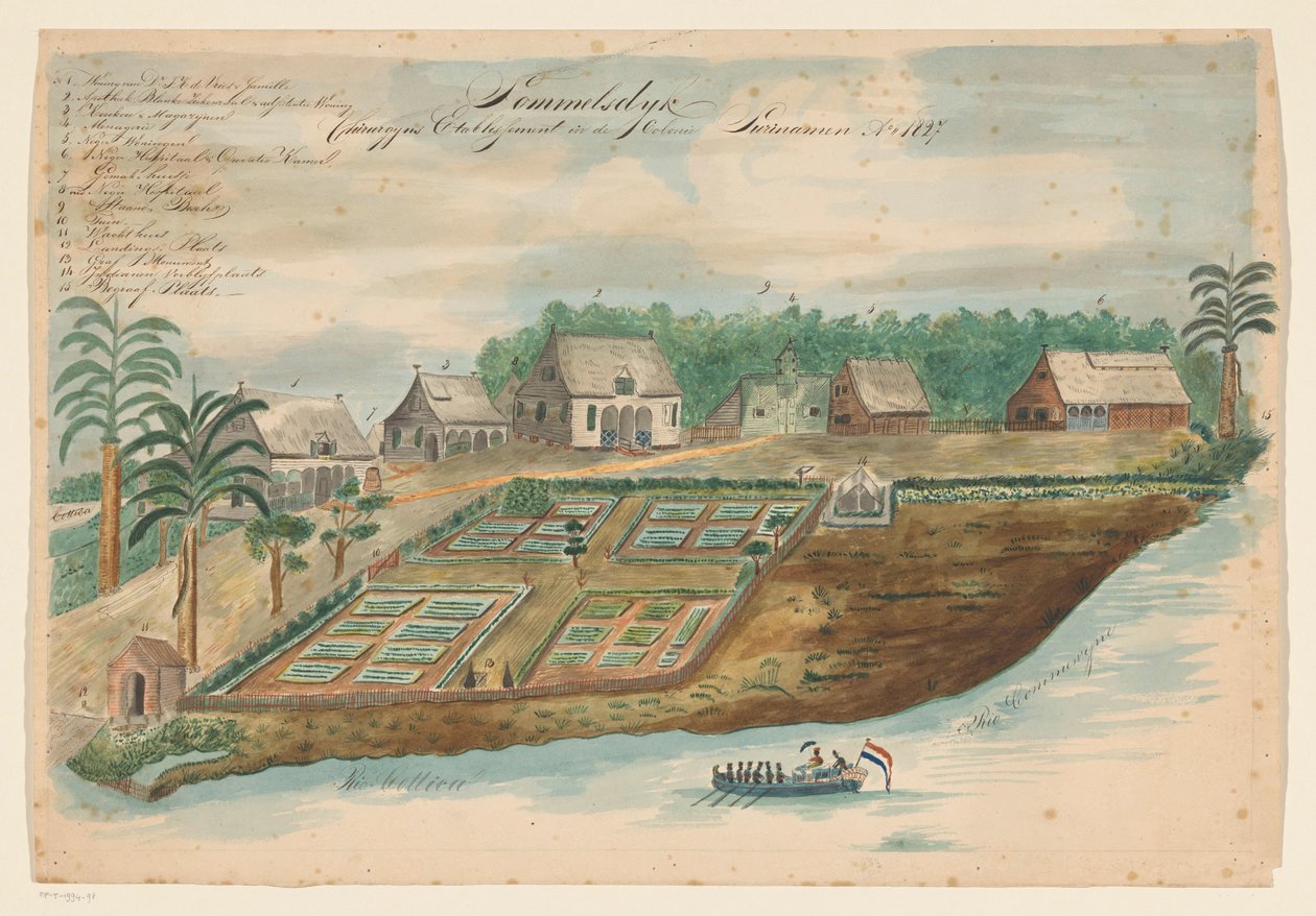 Veduta di Sommelsdijk in Suriname da Bienfait (signed by artist)