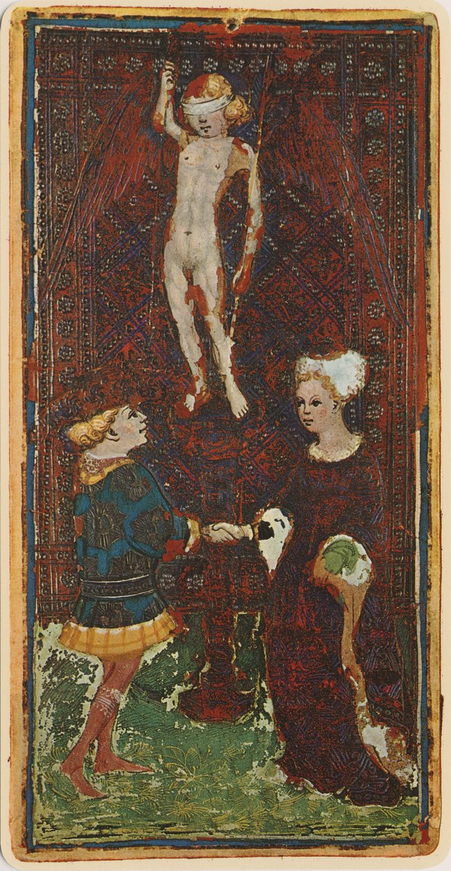 Gli Amanti, facsimile di una carta dei tarocchi dal mazzo 