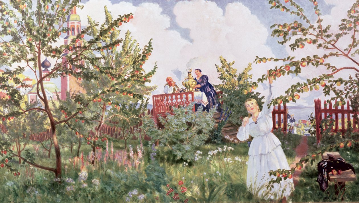 Il frutteto, 1918 da Boris Mikhailovich Kustodiev