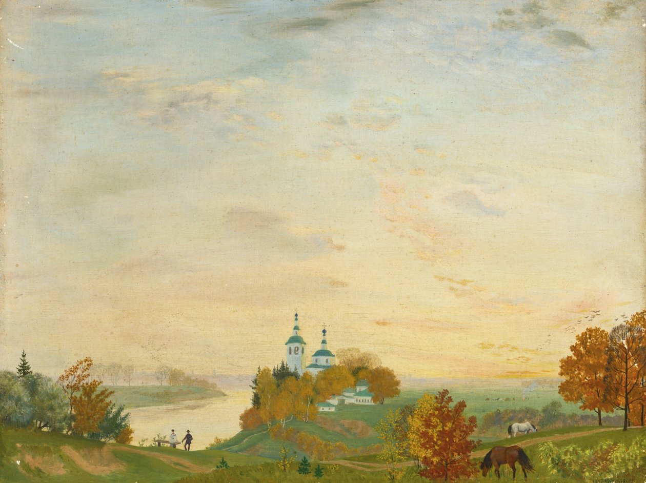 Sopra il fiume, Autunno, 1919 da Boris Mikhailovich Kustodiev
