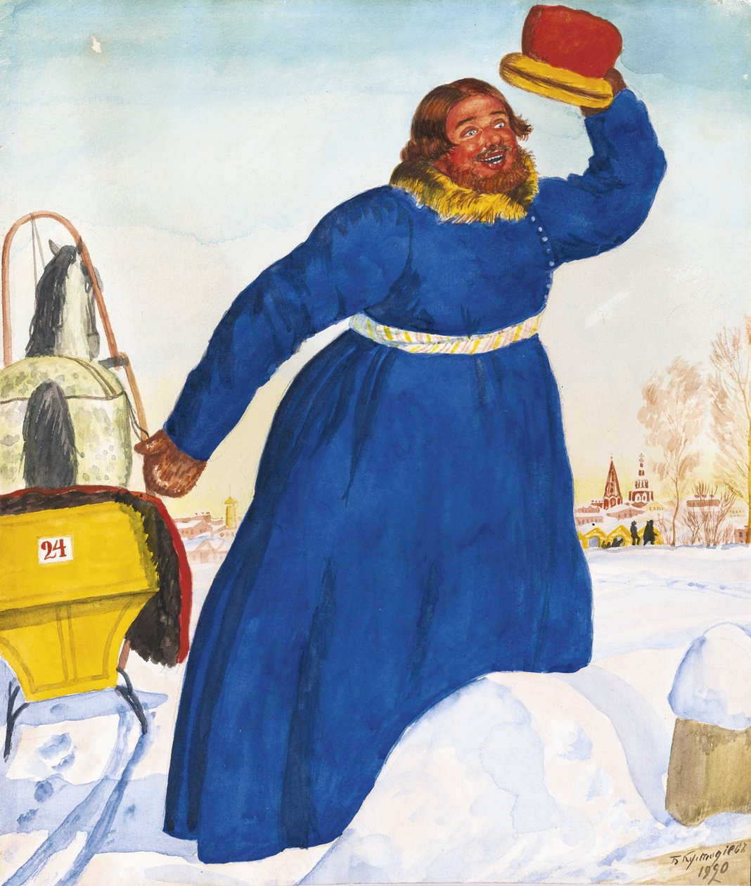 Cocchiere, 1920 da Boris Mikhailovich Kustodiev