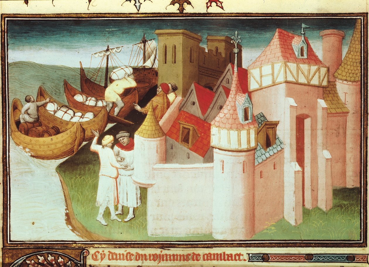 Ms Fr 2810 f.86v, Commercio nel Golfo di Cambay, India, dal 