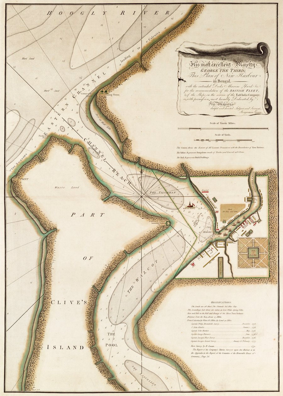 Mappa del fiume Hoogly, c.1777 (incisione) da British School
