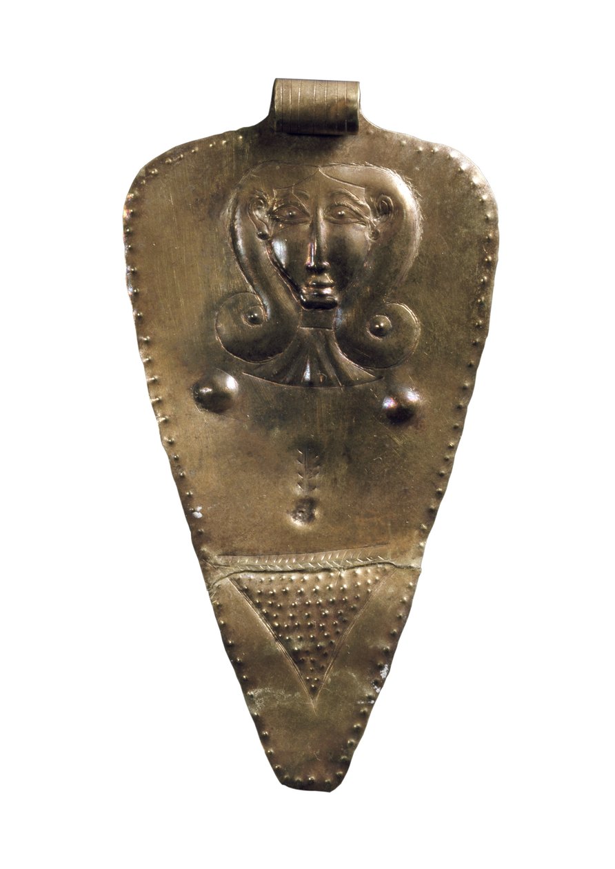 Pendente a placca della Dea Madre in oro da Bronze Age