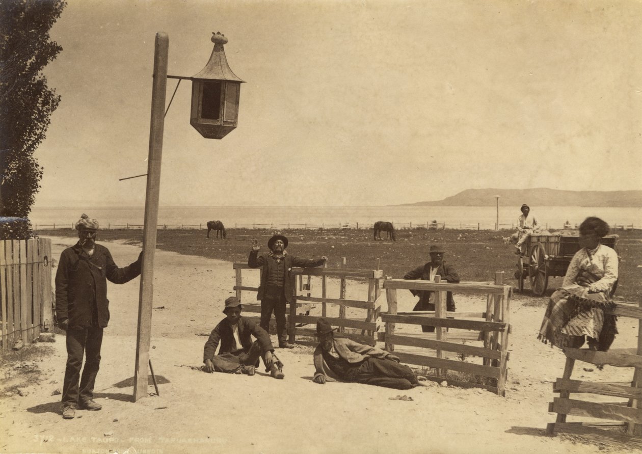 Lago Taupo - da Tapuaharuru, c.1886 da Burton Brothers Studio