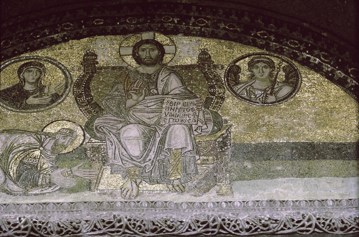 Imperatore Leone il Saggio inginocchiato davanti a Cristo Pantocratore da Byzantine