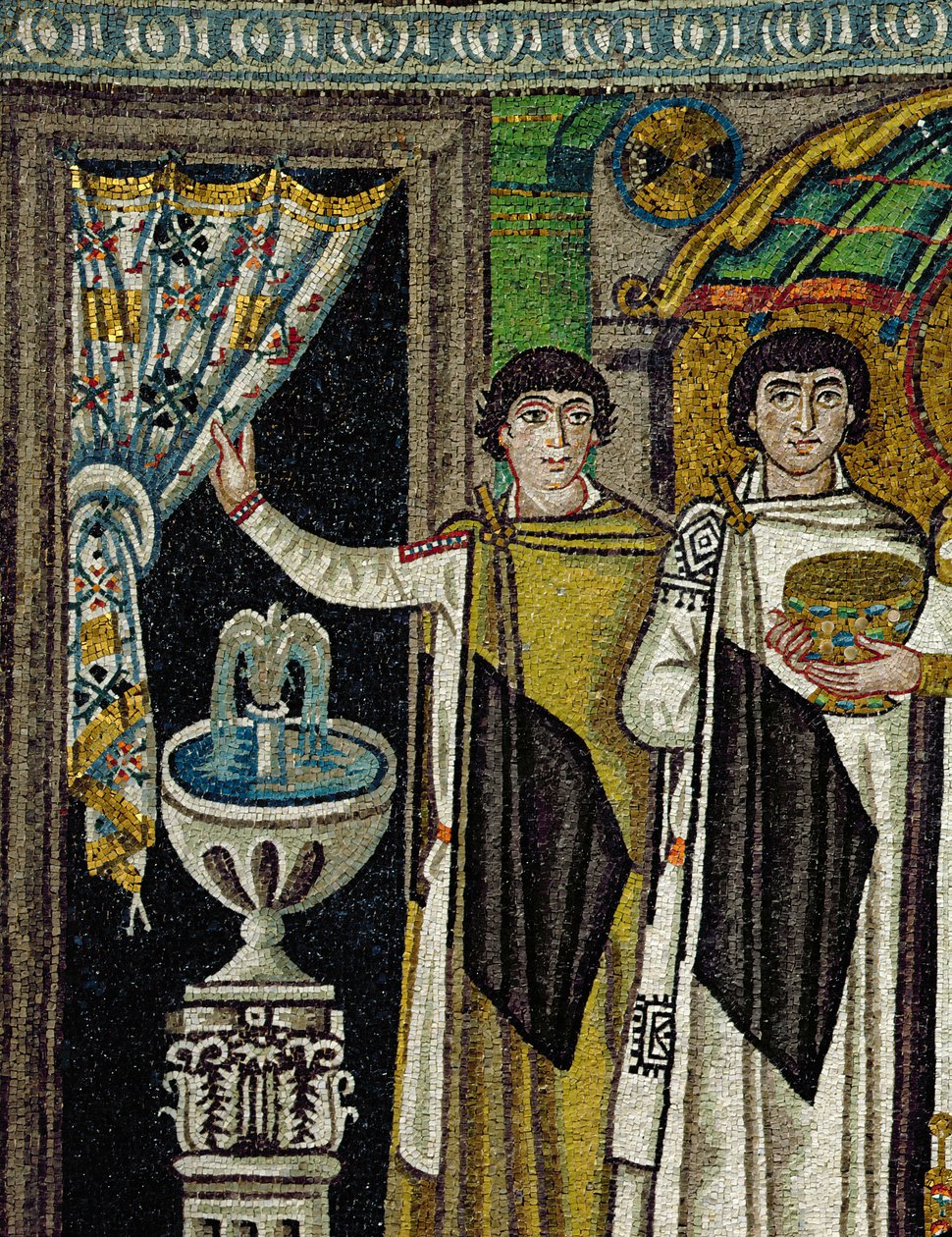 Cortigiani presso una fontana da Byzantine School