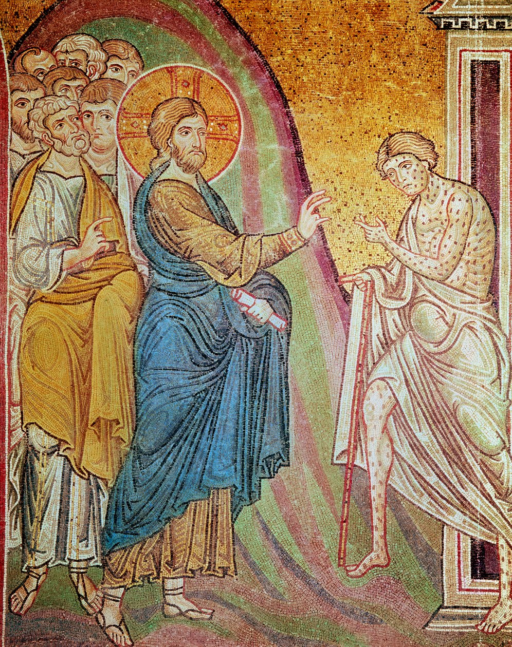 Gesù guarisce un lebbroso (mosaico) da Byzantine School