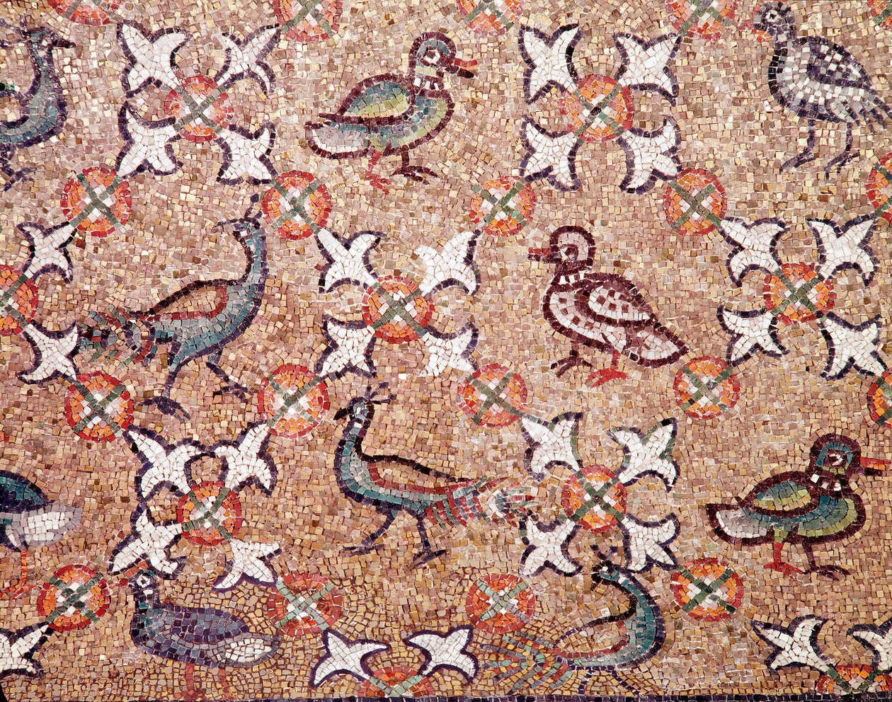 Uccelli (dettaglio di mosaico, V secolo) da Byzantine