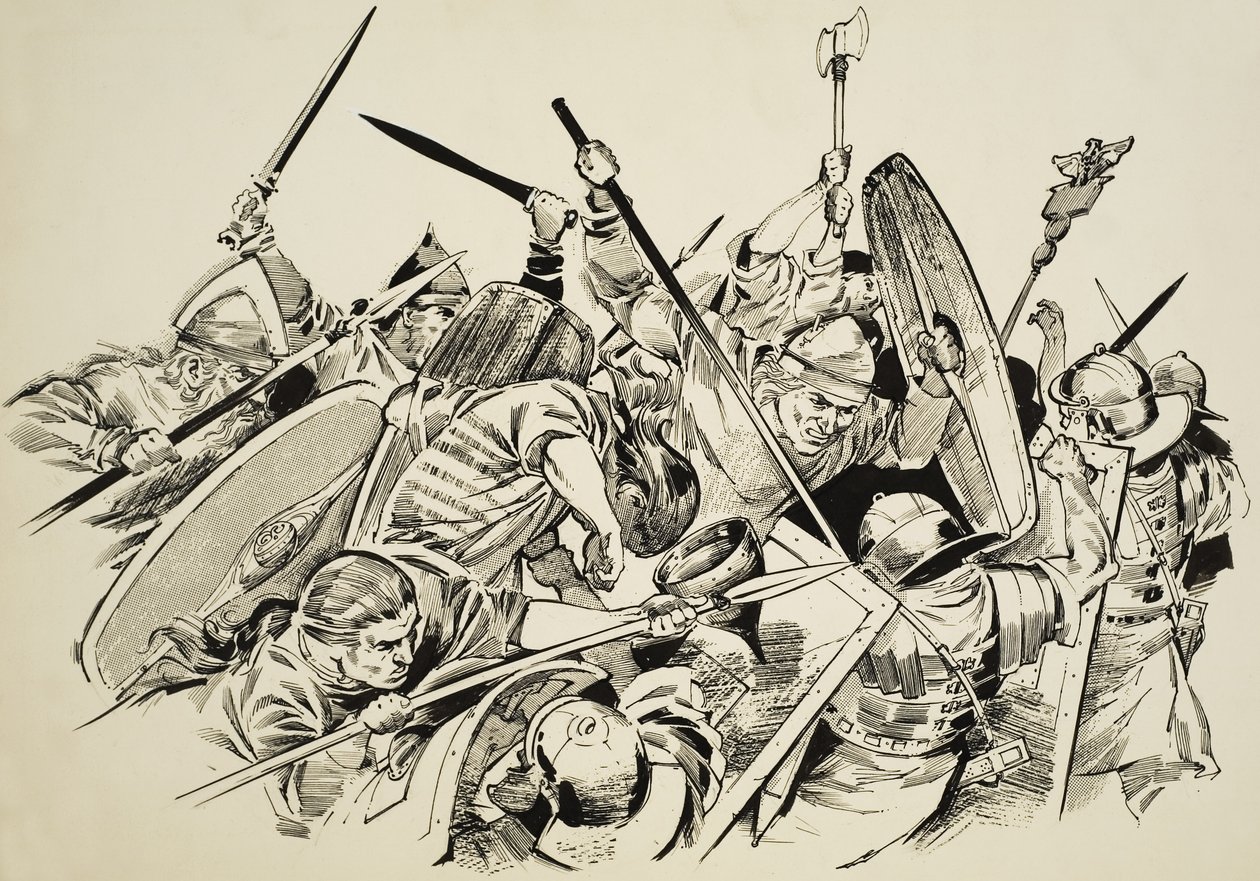Galli contro Romani (gouache su carta) da C.L. Doughty