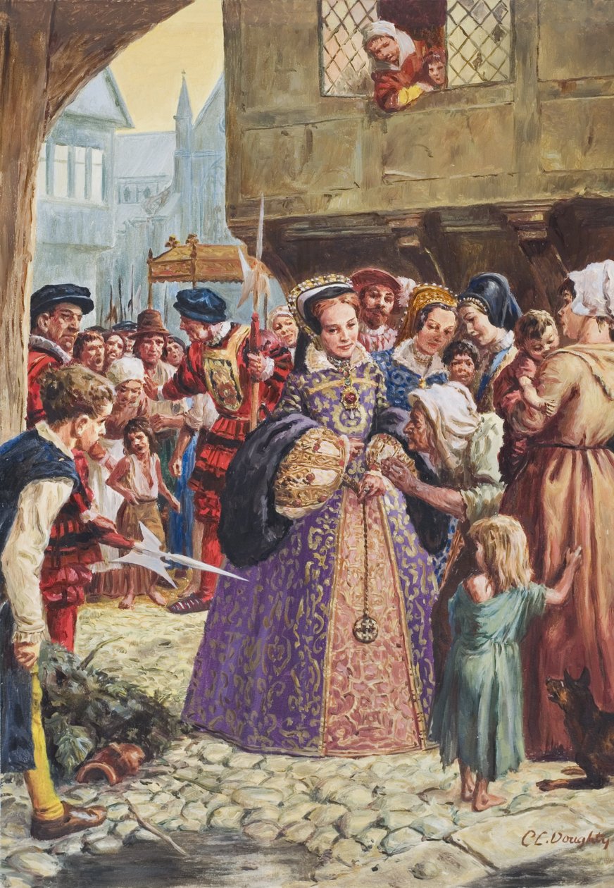Maria Tudor (1515-58) (gouache su carta) da C.L. Doughty