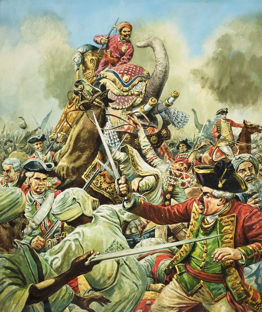 La battaglia di Arcot (gouache su carta) da C.L. Doughty