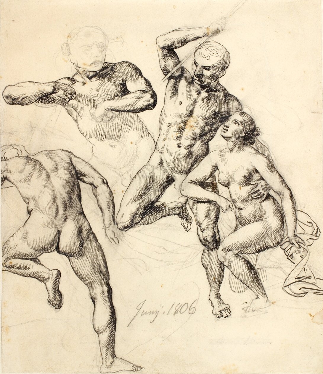 Studi di figure - tre uomini e una donna da Christoffer Wilhelm Eckersberg