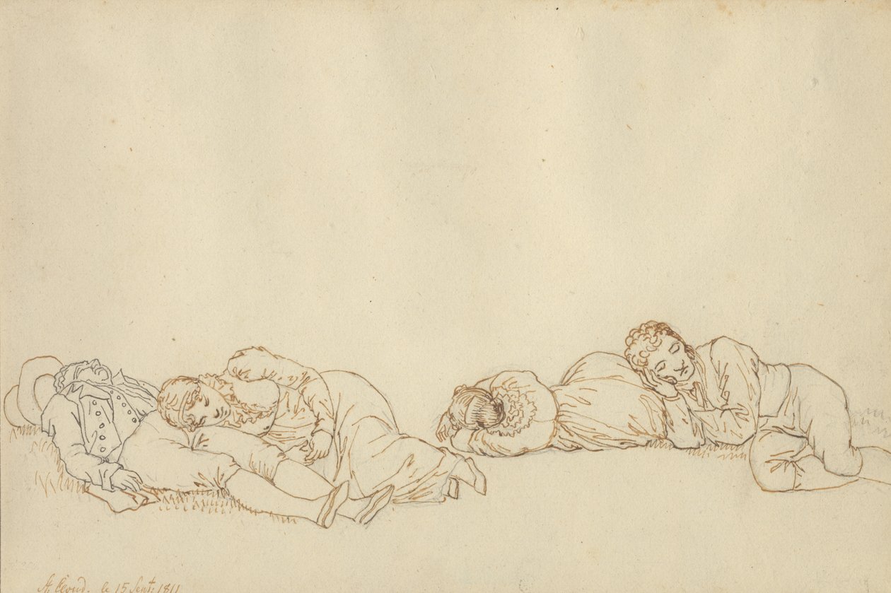Quattro parigini addormentati da Christoffer Wilhelm Eckersberg