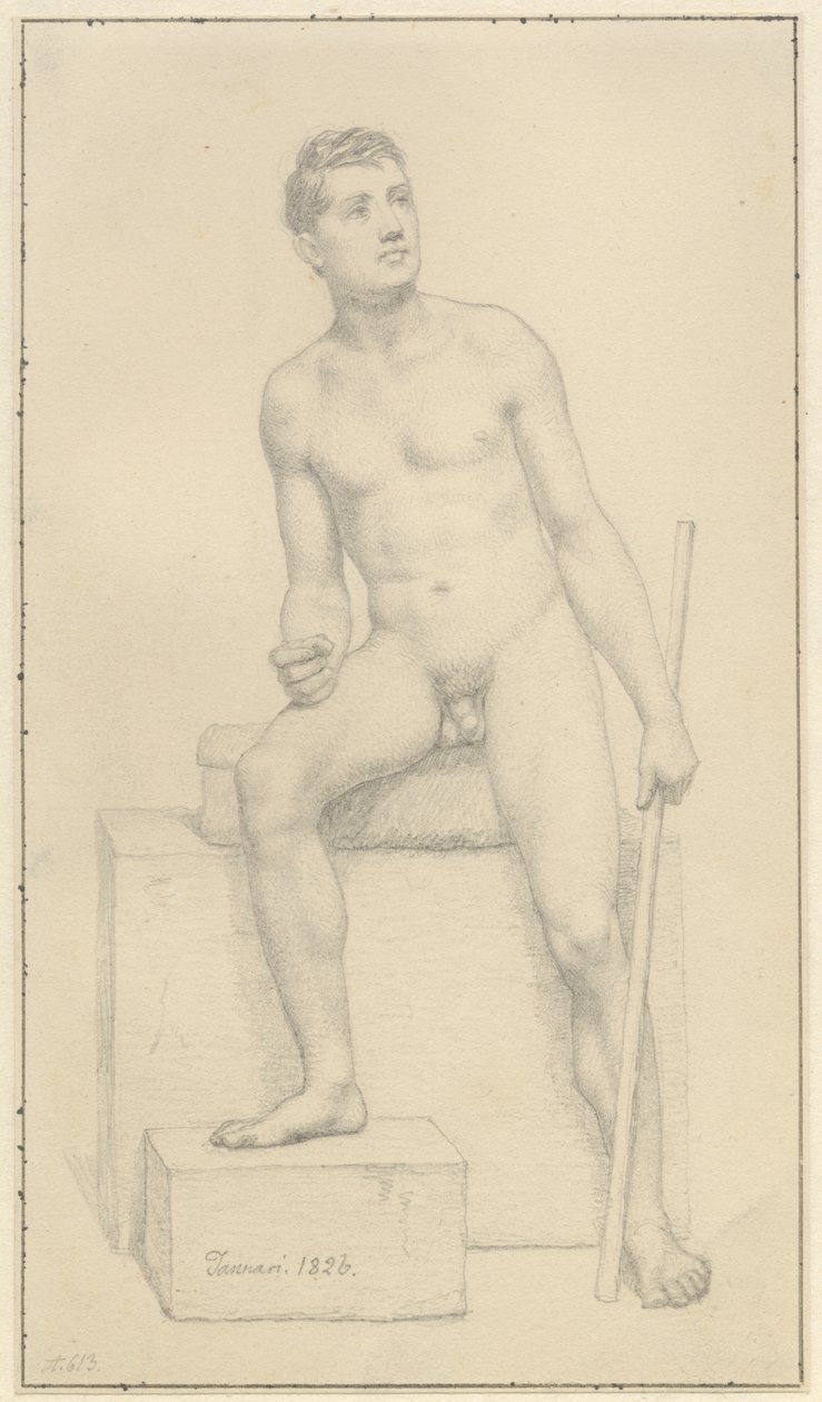 Modello maschile nudo seduto da Christoffer Wilhelm Eckersberg