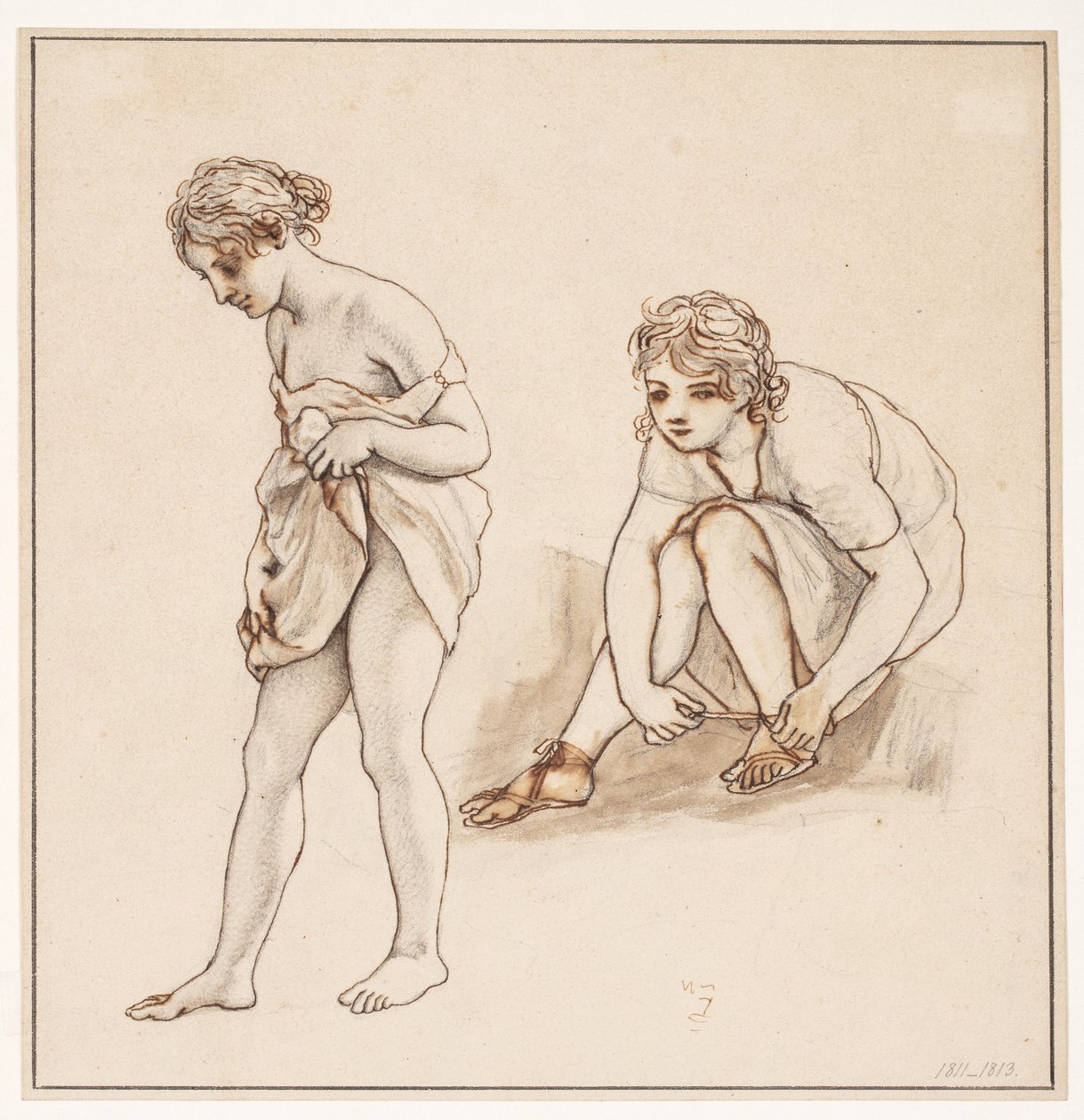 Due studi di una donna seminuda da Christoffer Wilhelm Eckersberg