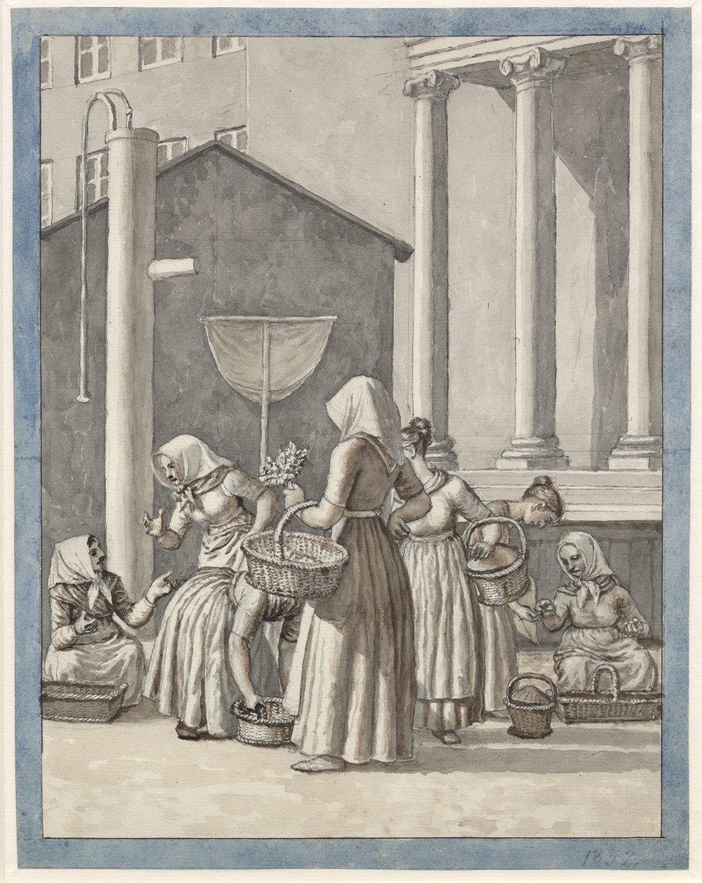 Venditrici di mercato a Copenaghen da Christoffer Wilhelm Eckersberg