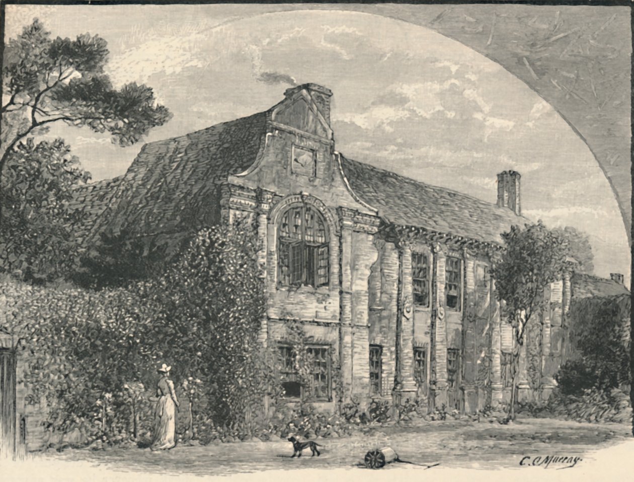 Slyfield House: Il fronte del giardino da C Murray