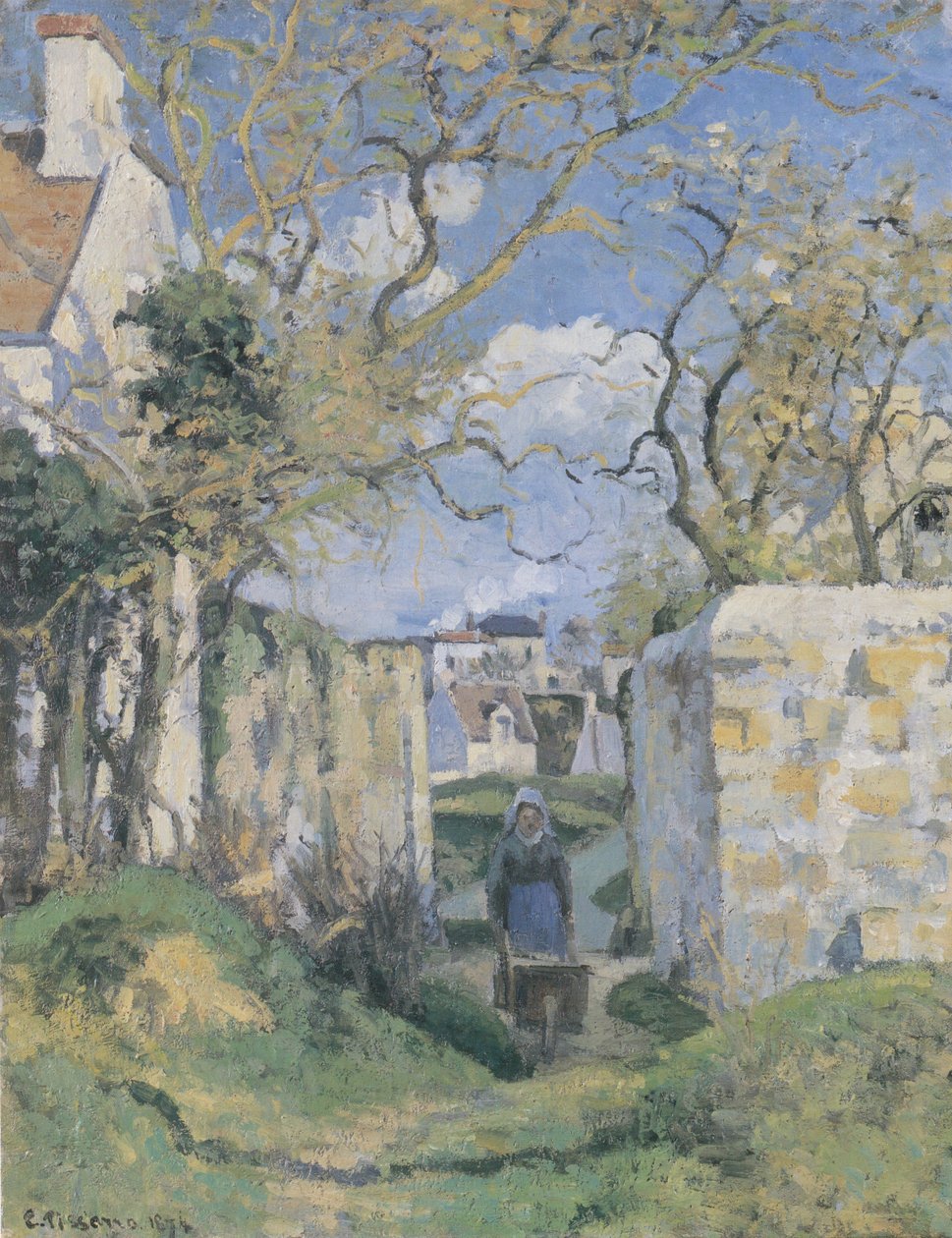 Contadina che spinge una carriola, Maison Roudest, Pontoise da Camille Jacob Pissarro