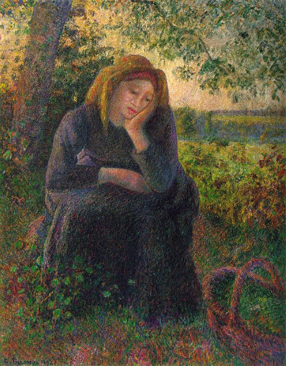Una ragazza contadina pensierosa, 1892 da Camille Jacob Pissarro