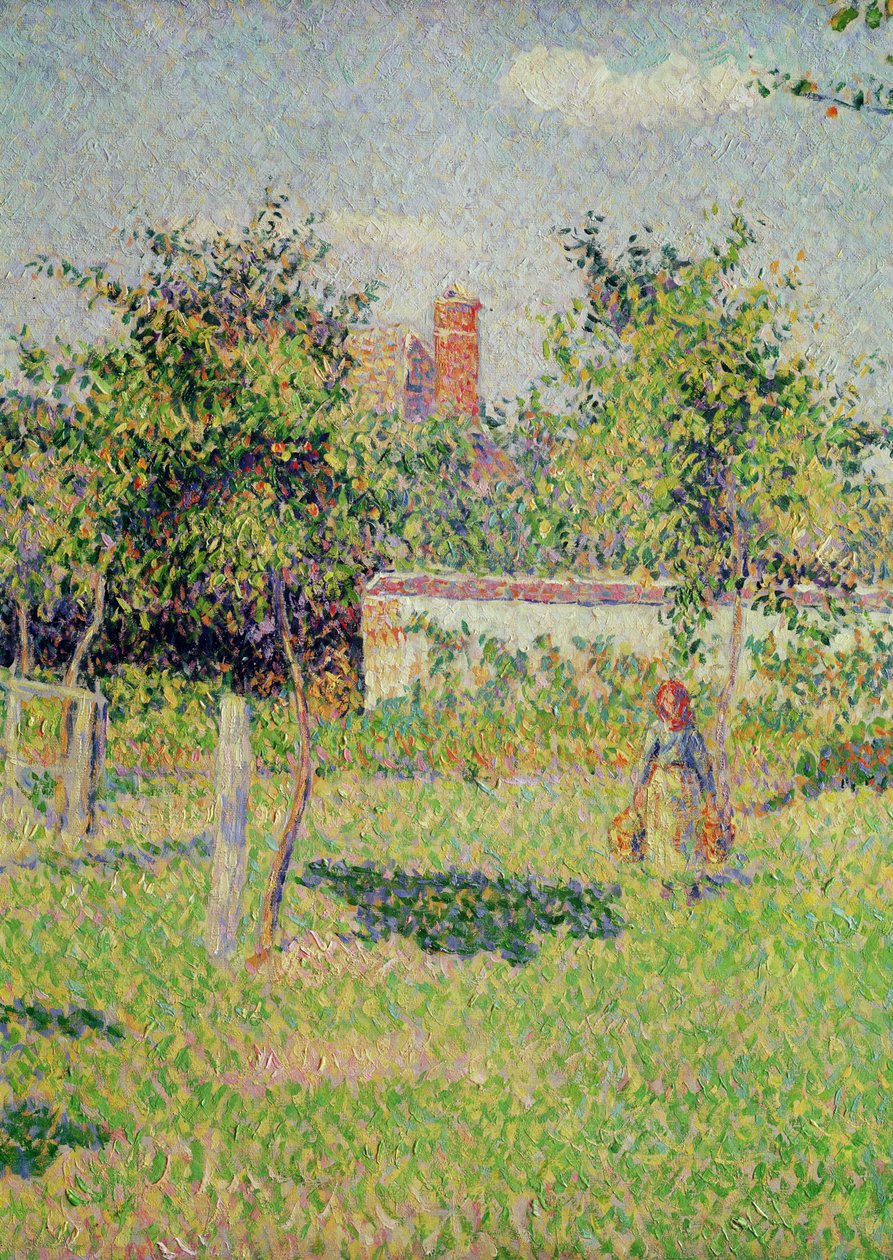 Donna nel prato a Eragny, primavera, 1887 (dettaglio) da Camille Jacob Pissarro