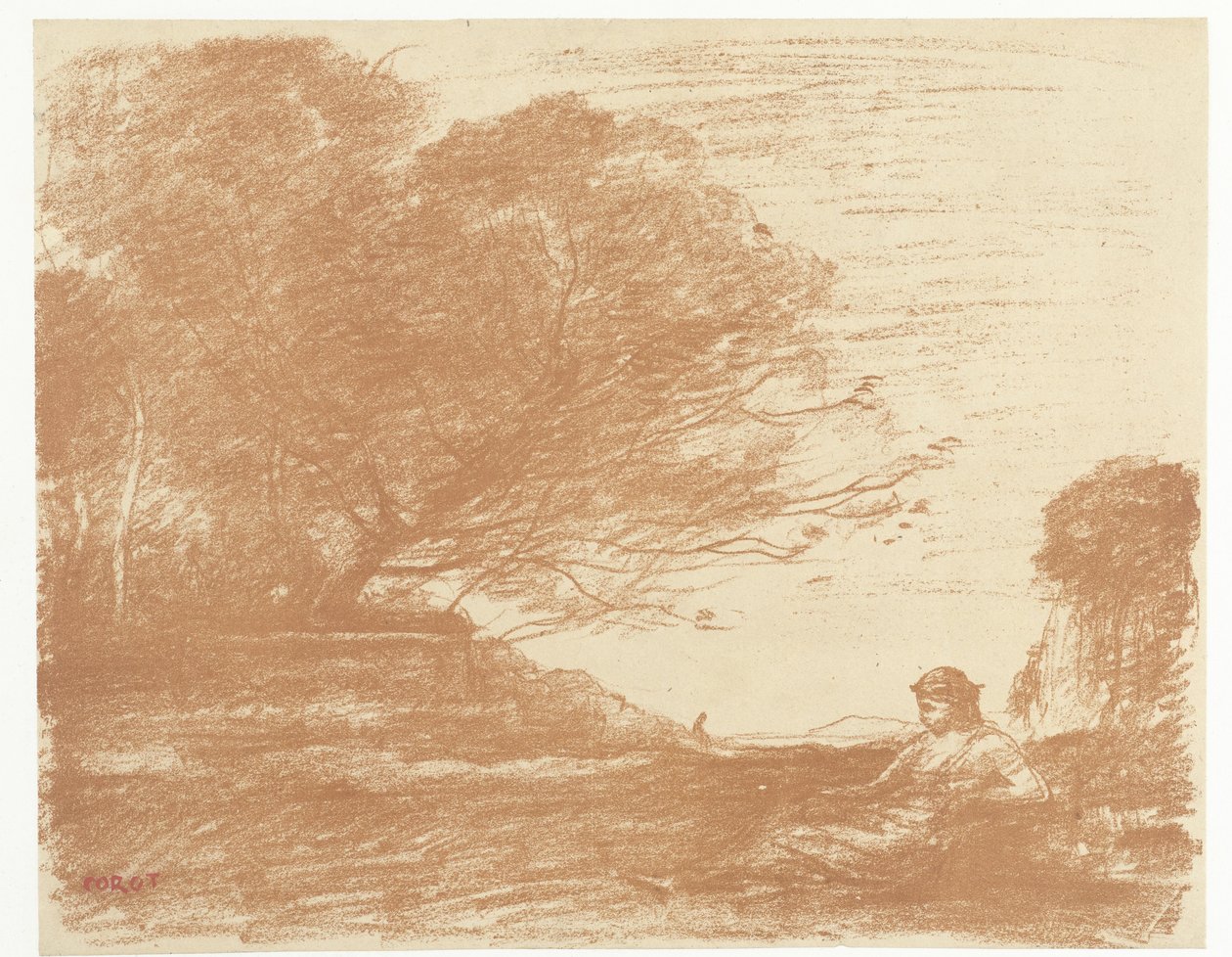 Saffo nel paesaggio da Camille Corot