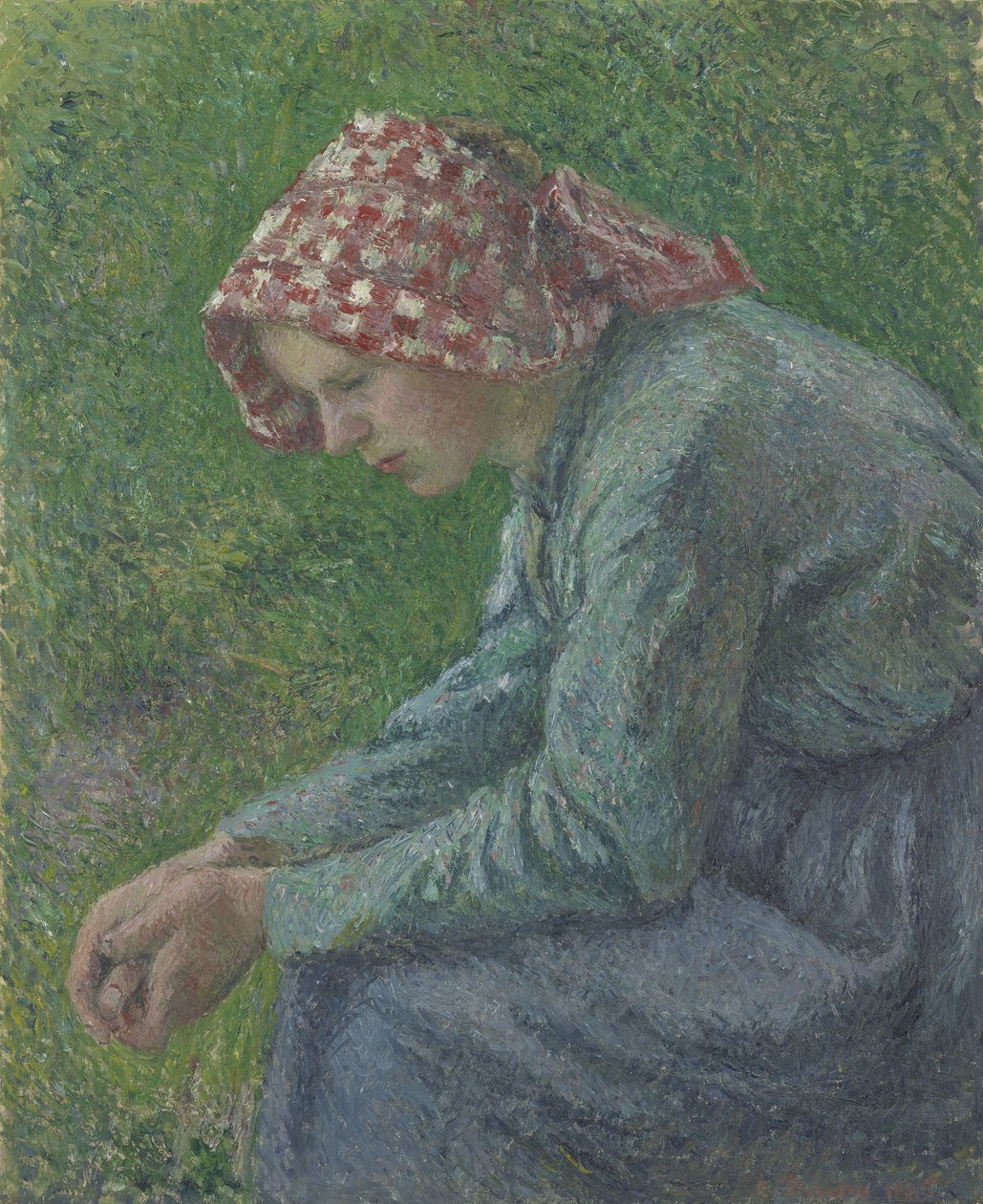 Una Contadina Seduta, 1885 da Camille Jacob Pissarro