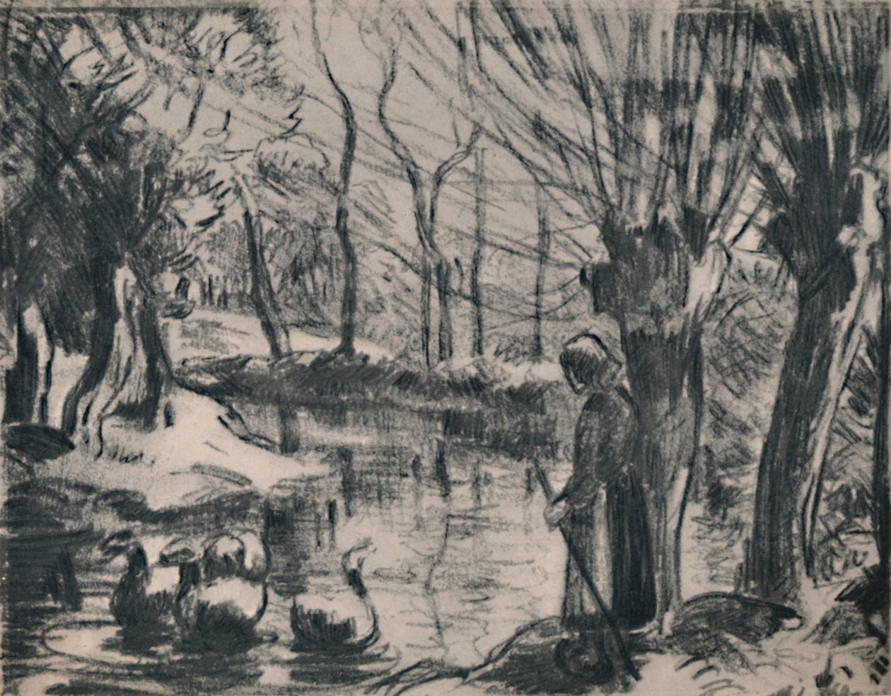 La ragazza delle oche, c.1870s, 1946 da Camille Jacob Pissarro