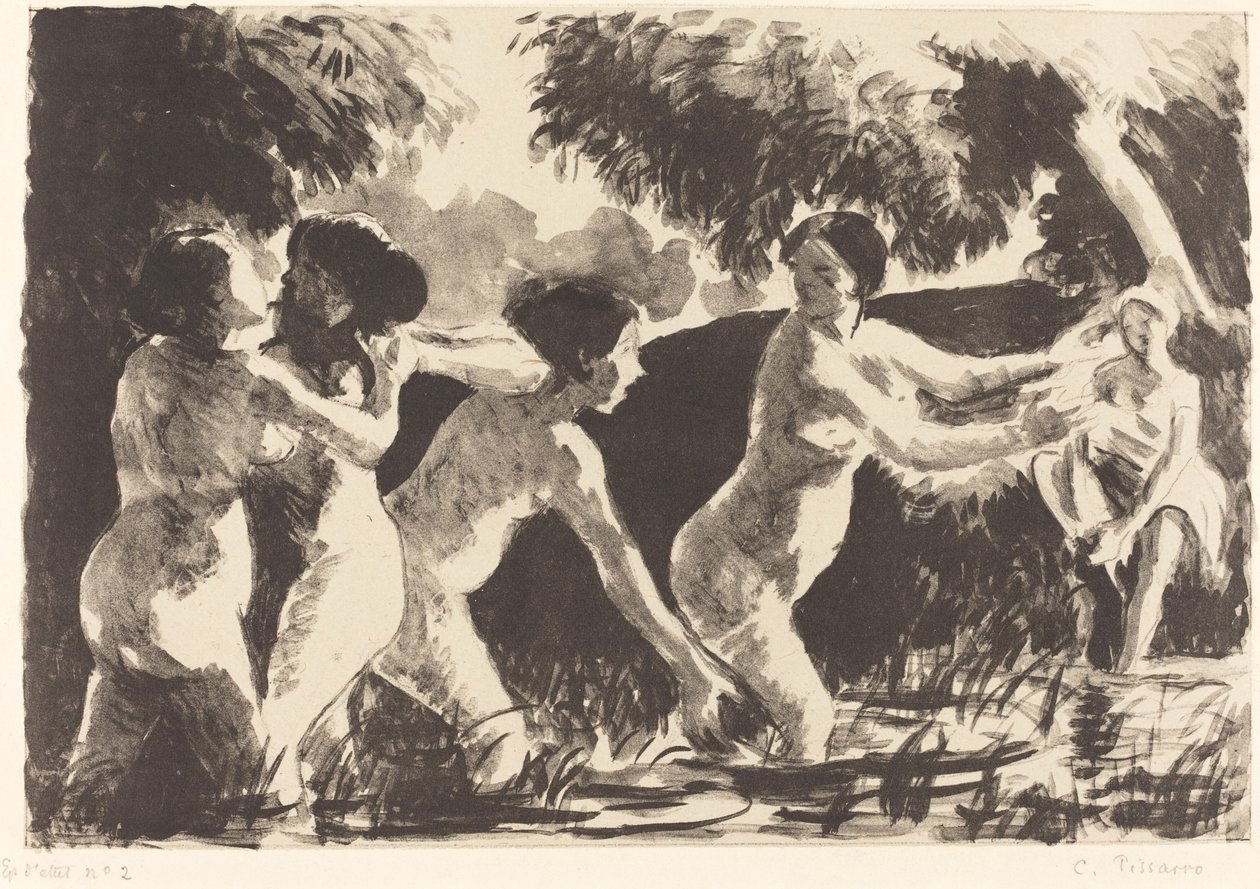 Bagnanti che lottano da Camille Pissarro