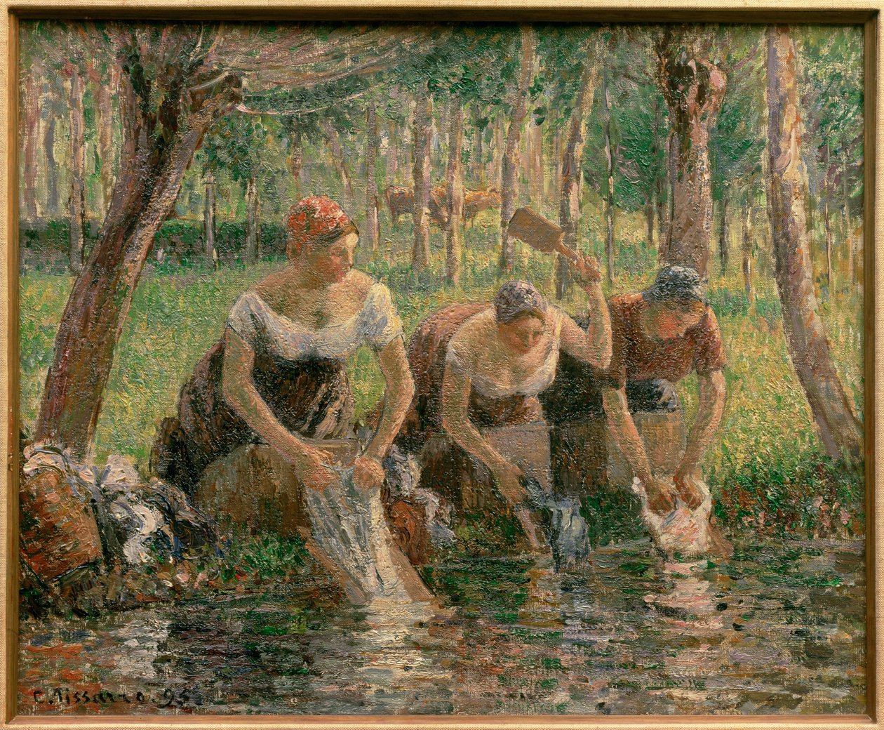 Les lavandieres ... (olio su tela) da Camille Pissarro