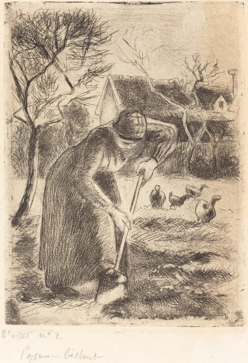 Contadina che lavora da Camille Pissarro