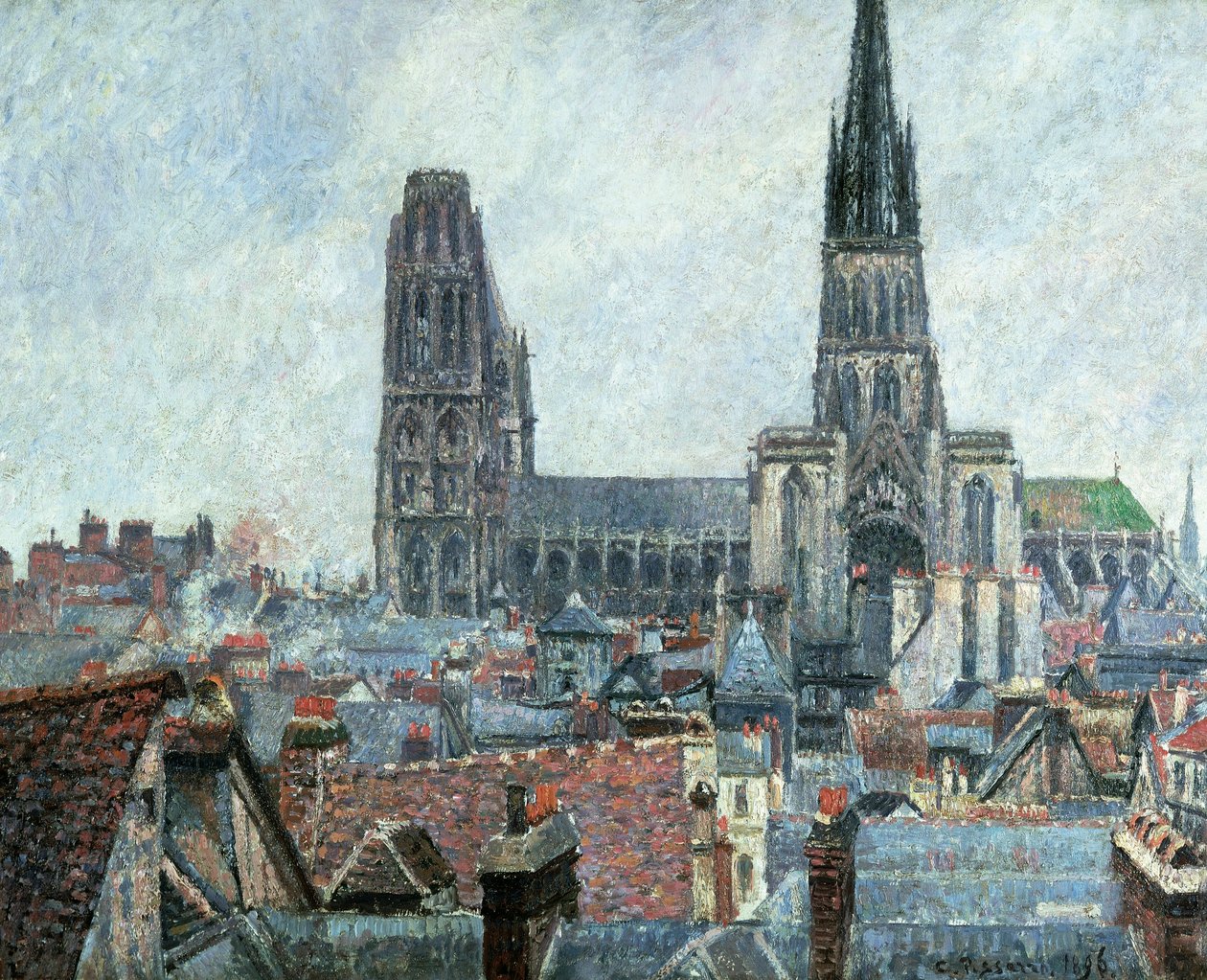 Tetti della Vecchia Rouen: Tempo grigio (Cattedrale) da Camille Pissarro
