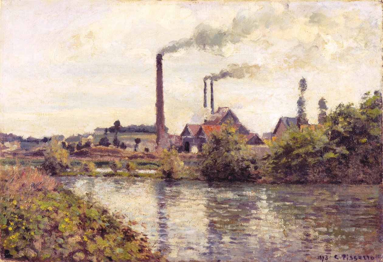 La fabbrica a Pontoise, 1873 da Camille Jacob Pissarro