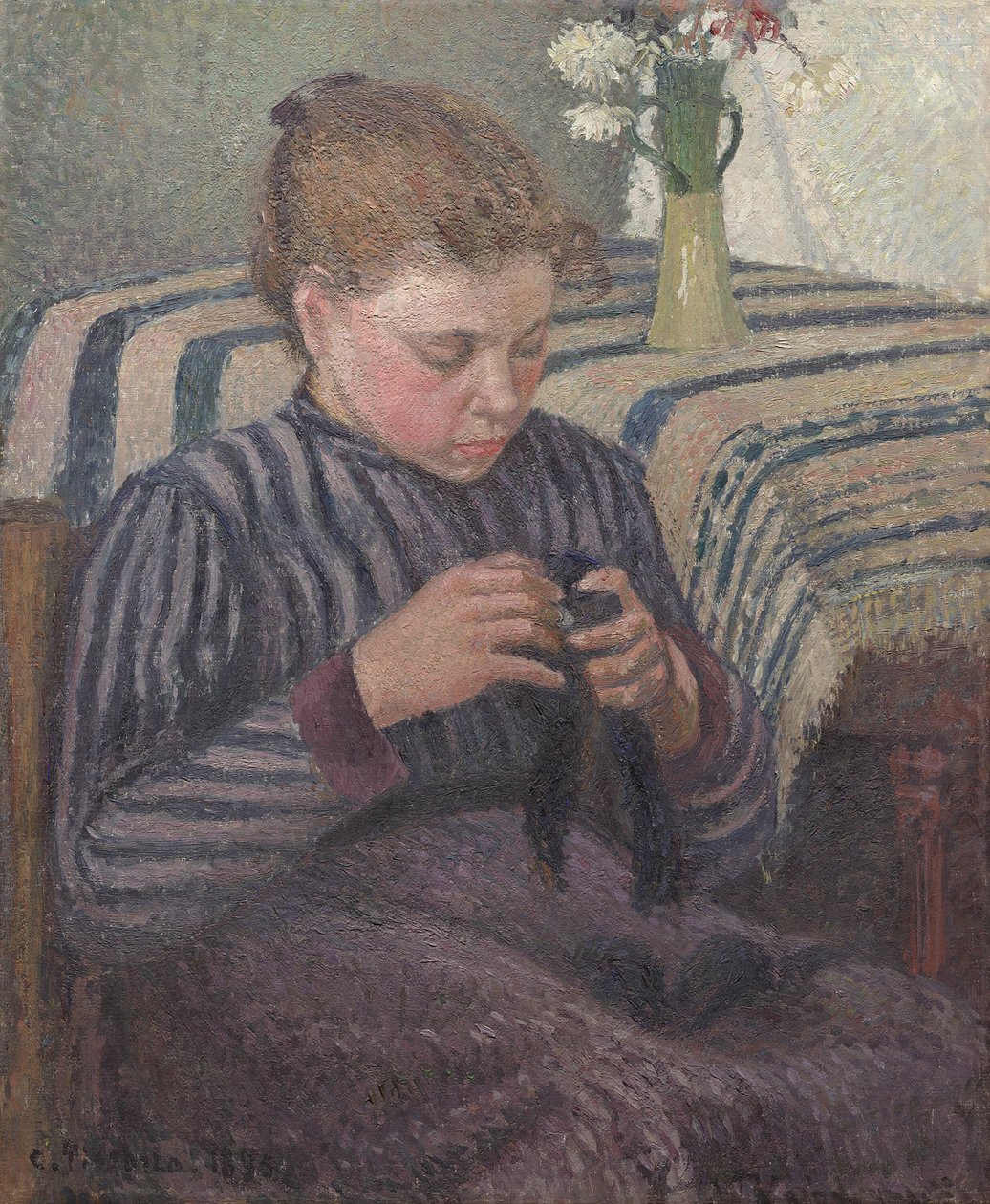 Donna che rammenda da Camille Pissarro
