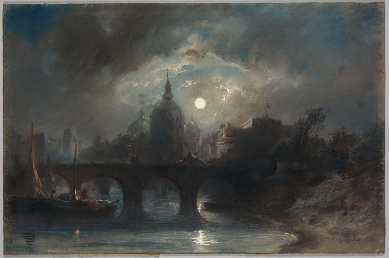 Vista di una Città di Notte da Camille Roqueplan