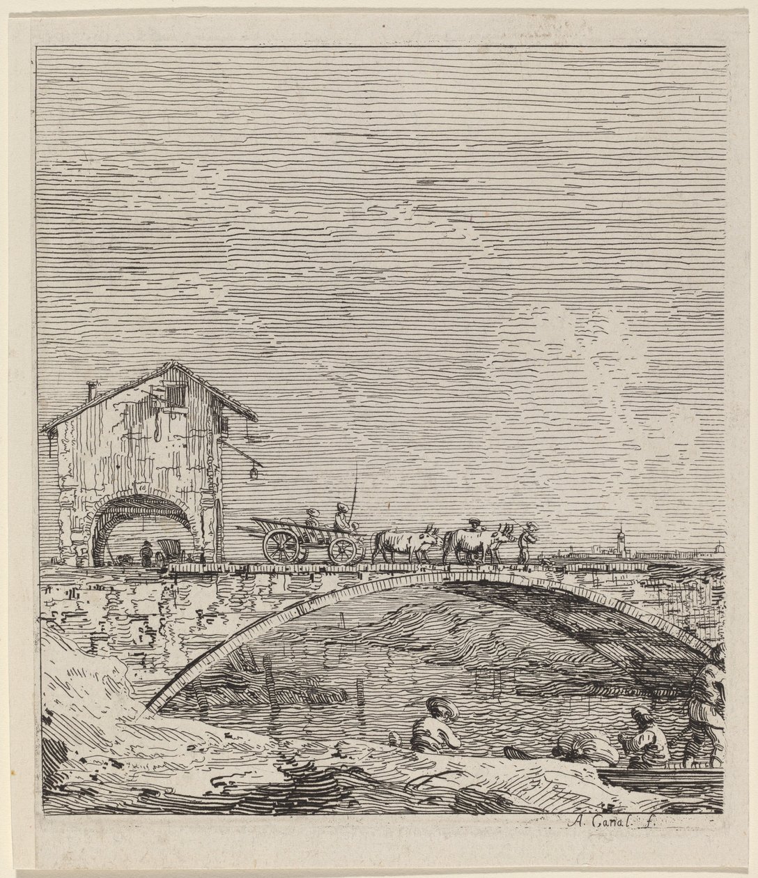 Il carro che passa su un ponte, c. 1735-1746 da Canaletto