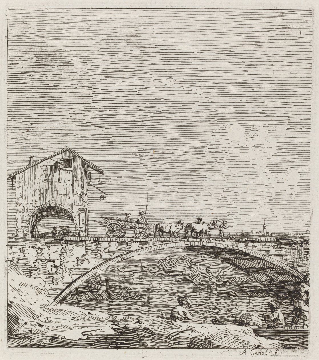 Il carro che passa su un ponte da Canaletto
