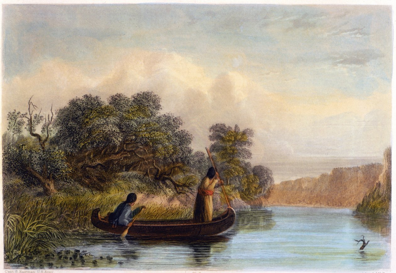 Pesca con la lancia da una canoa, 1853 da Captain Seth Eastman