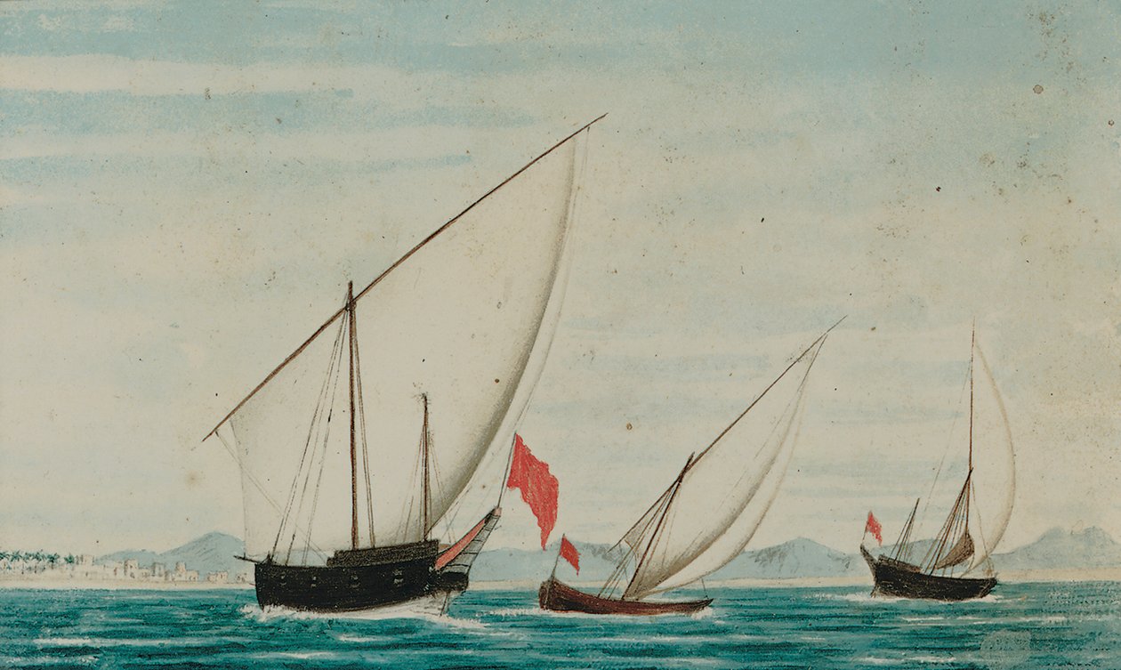 Vista dei dhow al largo di Ajman da Captain William Igglesden