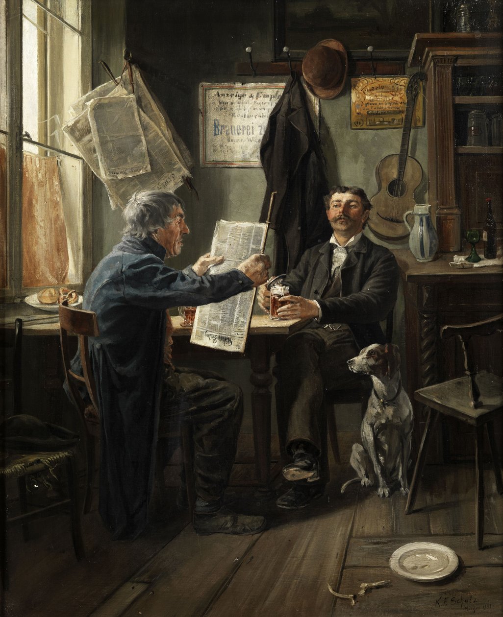 Lettura del giornale al tavolo della birra da Carl Friedrich Schulz