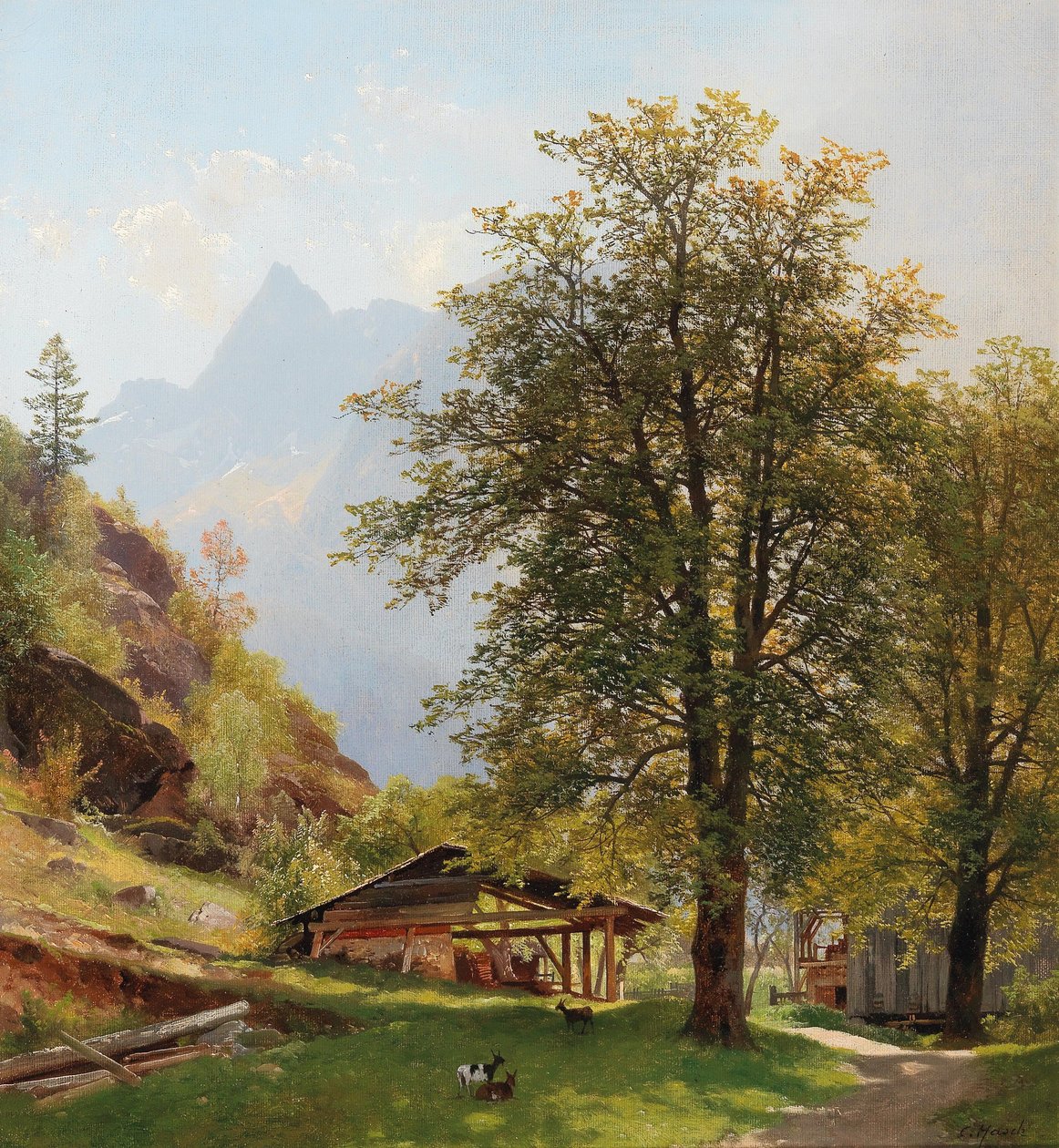 Paesaggio con edifici agricoli da Carl Hasch