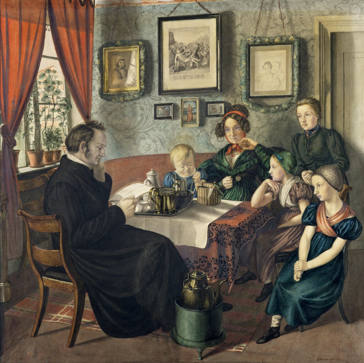 Pastore Johann Wilhelm Rautenberg e la sua famiglia, 1833 da Carl Julius Milde